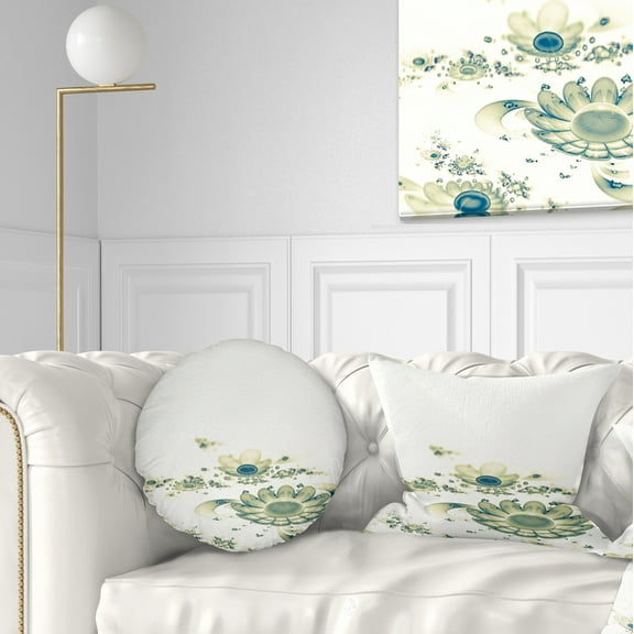 Designart Ideal Abstract Blue Fractal Flowers - Floral Throw Pillow - 12x20