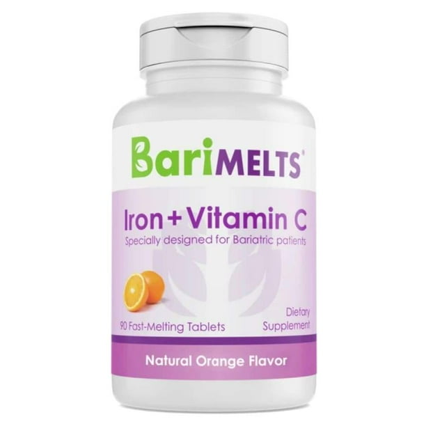 BariMelts Iron + Vitamin C, Dissolvable Bariatric Vitamins, Natural