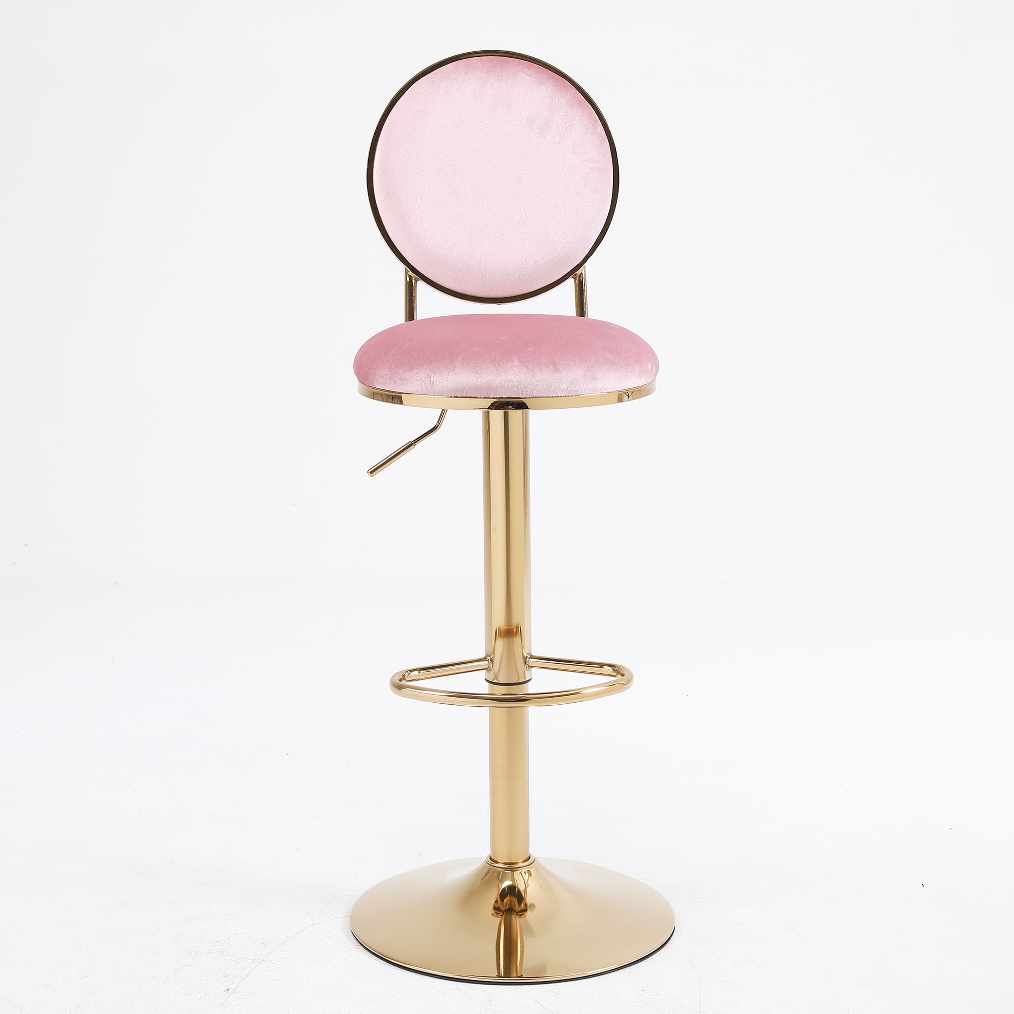 Kadyn 2pcs Adjustable Counter Height Swivel Barstools with Back and Footrest for Bar, Pink Kadyn 2pcs Adjustable Counter Height Swivel Barstools with Back and Footrest for Bar, Pink