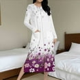 thumbnail image 2 of Fartey Womens Zipper Front Robes Long Sleeve Loungewear Lightweight Housecoat Vintage Flowers Print Nightdress Full Length Nightgown with Pockets Multicolor S, 2 of 9