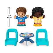 F-Price Fisher-Price Little People Card Game Figure Set - HHR45 Includes 2 Little People Figures, 2 Chairs and a Table with Card Game and Cupcake Graphics, Blue, Yellow, Red