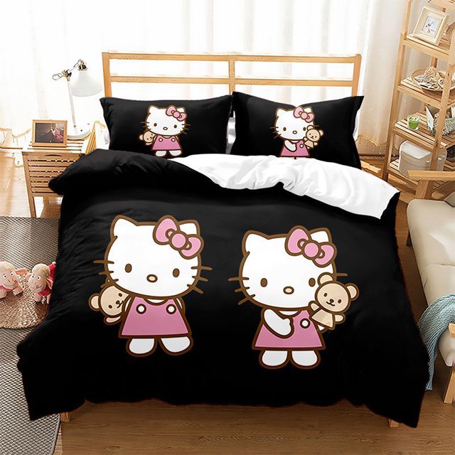 Hello Kitty Bedding Set Quilt Duvet Sanrio Melody Cinnamoroll Cover Pillowcase Kids Bed Comfortable Bed Set Twin King RJ
