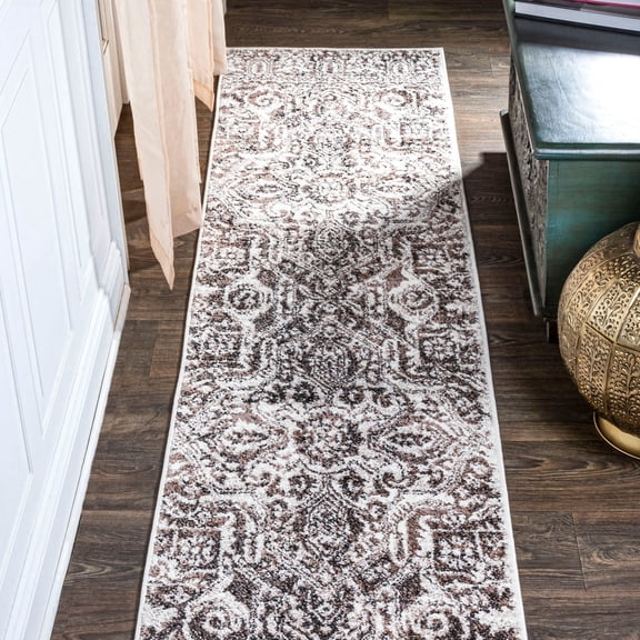 JONATHAN Y MODERN PERSIAN 2 x 10 Runner Rug, Scala Grand Medallion Ornate - Brown/Ivory, MDP500A-210