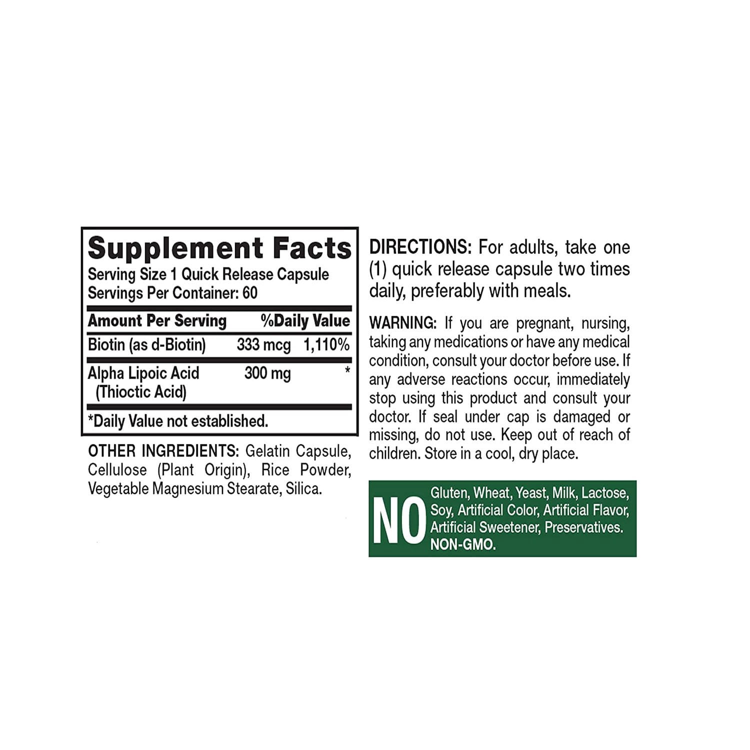 Nature's Truth Alpha Lipoic Acid 300mg w/ Biotin Optimizer, 60ct, 5-Pack