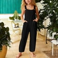 thumbnail image 5 of Abcomgle Girls Overalls Size 14-16 Casual Sleeveless Straight Leg Jumpsuit Spring Dressy Rompers with Pockets, 5 of 5