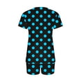 thumbnail image 4 of Scyoekwg Summer Vacation 2 Piece Outfits for Women Casual Polka Dots Print Trendy Short Sleeve V-Neck Tops Shorts Tracksuit Sweatsuits Sets Loose Matching Set Women (Sky Blue,XXL), 4 of 6