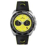 Limited Edition Junghans 1972 Chronoscope FIS Lemon Chronograph Stainless Steel Yellow Dial Yellow Leather Strap Interchangeable Black Leather Strap Date Quartz Mens Watch 41/4369.00