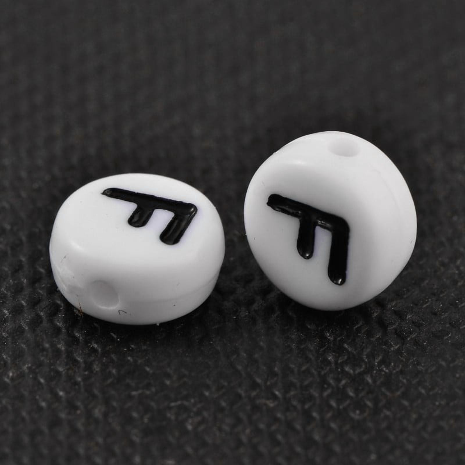 Acrylic Beads with Horizontal Hole Letter Flat Round Letter F 7x4mm Hole: 1.2~1.8mm about 3500pcs/500g
