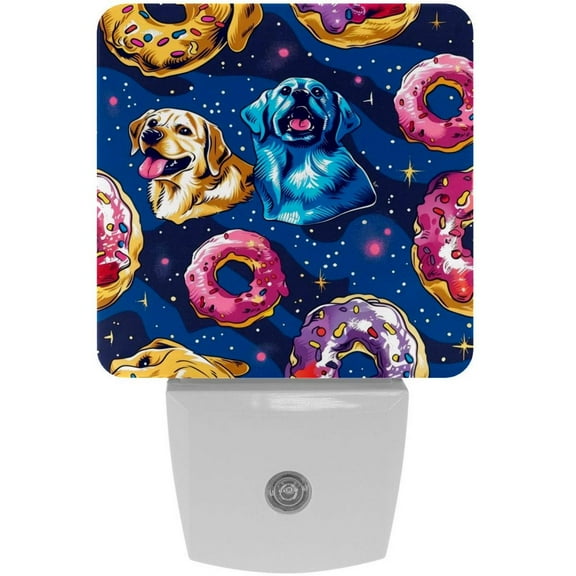 PhooArto Cute Galaxy Donuts Dogs Plug in LED Night Light Auto Sensor Dusk to Dawn Decorative Night for Bedroom, Bathroom, Kitchen, Hallway, Stairs, Baby's Room, Energy Saving