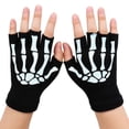 thumbnail image 1 of 1 par de guantes de invierno negros sin dedos con diseño de esqueleto, 1 of 4