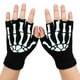 thumbnail image 1 of 1 par de guantes de invierno negros sin dedos con diseño de esqueleto, 1 of 4