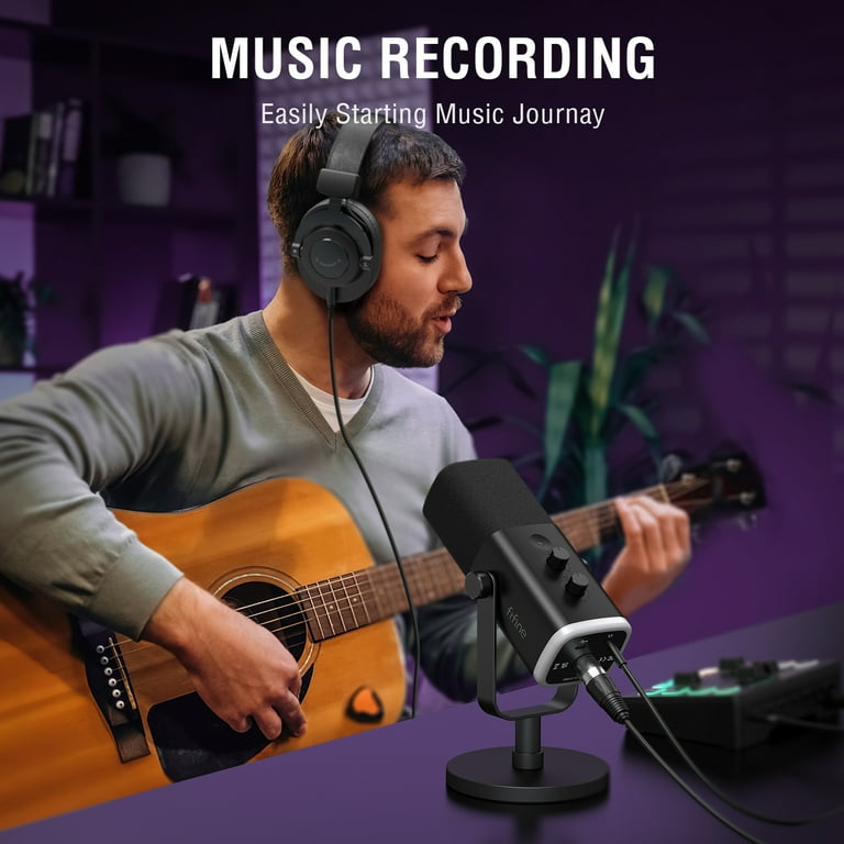 FIFINE Studio XLR Dynamic Microphone USB PC Podcast Microphone For Streaming Recording Xlr Usb Vocal Mic With Tap To Mute Gain Knob Headphones Monitoring Amplitank K688 White