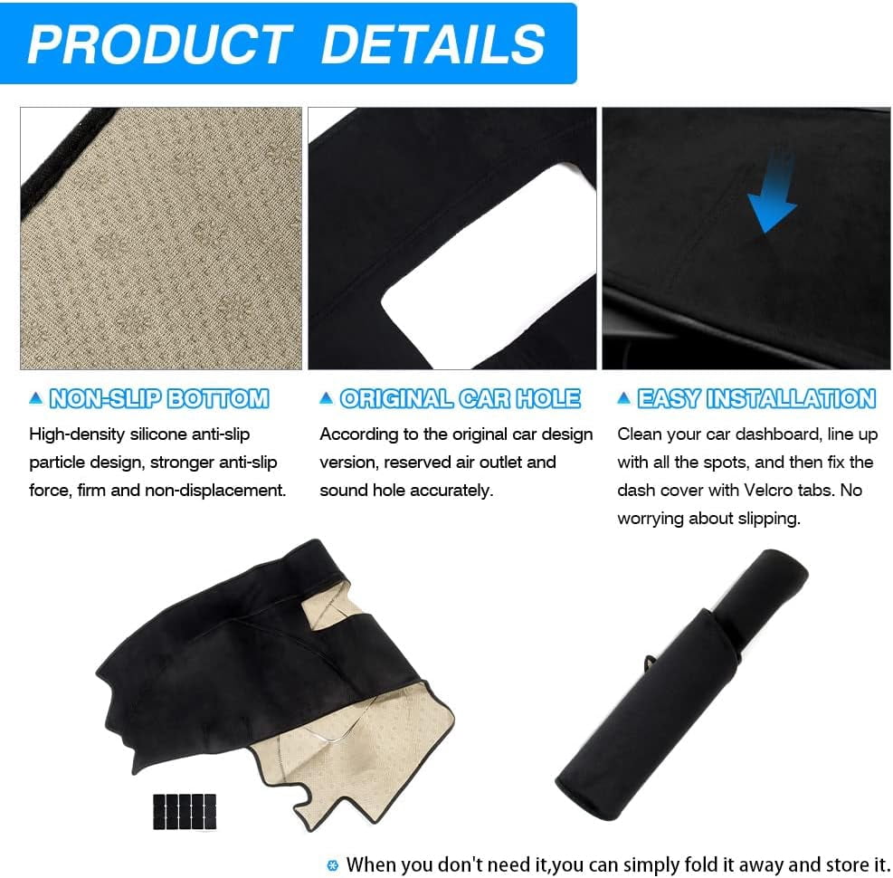 Canvcle Custom Fit for Dash Cover for Chevy Chevrolet Cavalier 1995-2005 Accessories Dashboard Cover Mat Non-Slip Pad Carpet Sunshield Protector