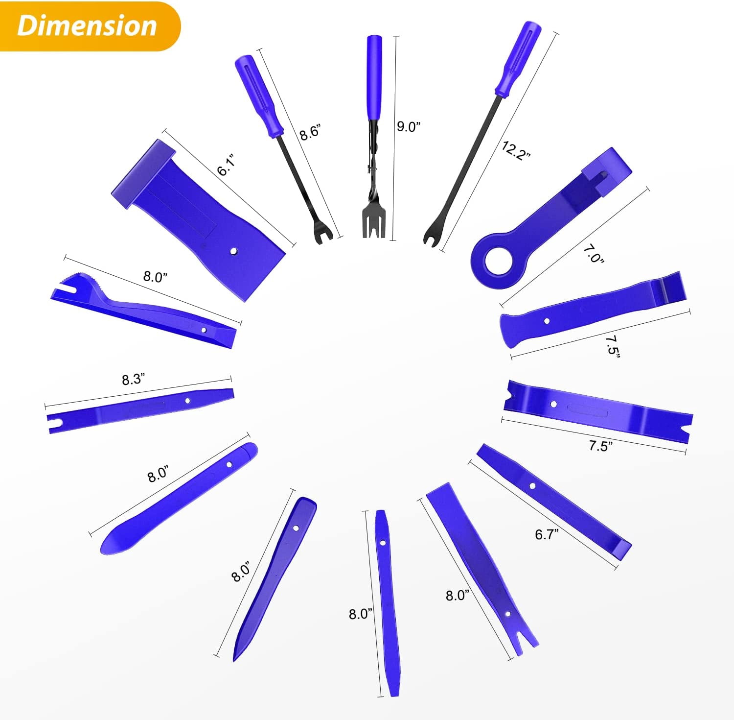 GOOACC 200Pcs Trim Removal Tool, Auto Push Pin Bumper Retainer Clip Set Fastener Terminal Remover Tool Adhesive Cable Clips Round Handle Crowbar Removal Kit Car Panel Radio Removal Auto Clip Pliers