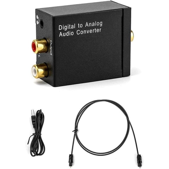 Dac Converter, Digital To Analog Audio Adapter Rca L/R 3.5Mm Stereo Headphone Output With Optical Cable For 360 Headphone Hdtv Dvd Blue Ray Sky Hd Tv