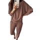 thumbnail image 1 of Conjunto Deportivo PRETTYGARDEN Mujer 2 Piezas de Punto Acanalado Café XL, 1 of 8