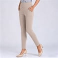 thumbnail image 5 of Oksale Slim Straight Leg Pants for Women with Pockets Petite Pull On Casual Summer Pants Plus Size Stretchy High Waisted Lightweight Pants Beige XL, 5 of 7