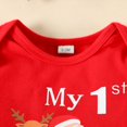 thumbnail image 6 of GYRATEDREAM Newborn Baby Girl My First Christmas Outfit Infant Ruffle Long Sleeve Xmas Elk Reindeer Santa Print Romper Bow Skirt Headband 3Pcs Set Toddler Holiday Clolthes Red for 0-18 Months, 6 of 8