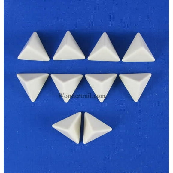 White Blank Dice with No Pips D4 16mm (5/8in) Pack of 10 Chessex