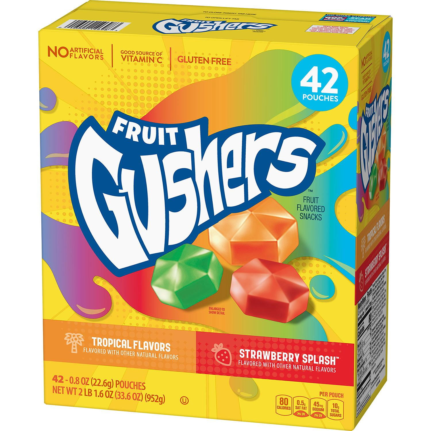 Gushers Strawberry Splash and Tropical Flavors Fruit Snacks, 42 ct