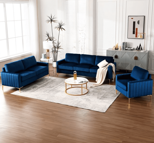 Dinosisco Accent Armchair for Living Room, Modern Upholstered Club Chair in Navy Blue Velvet
