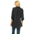 thumbnail image 4 of Haute Edition Women's Pattern and Solid 3/4 Roll Tab Sleeve Tunic Blouse Top, 4 of 5
