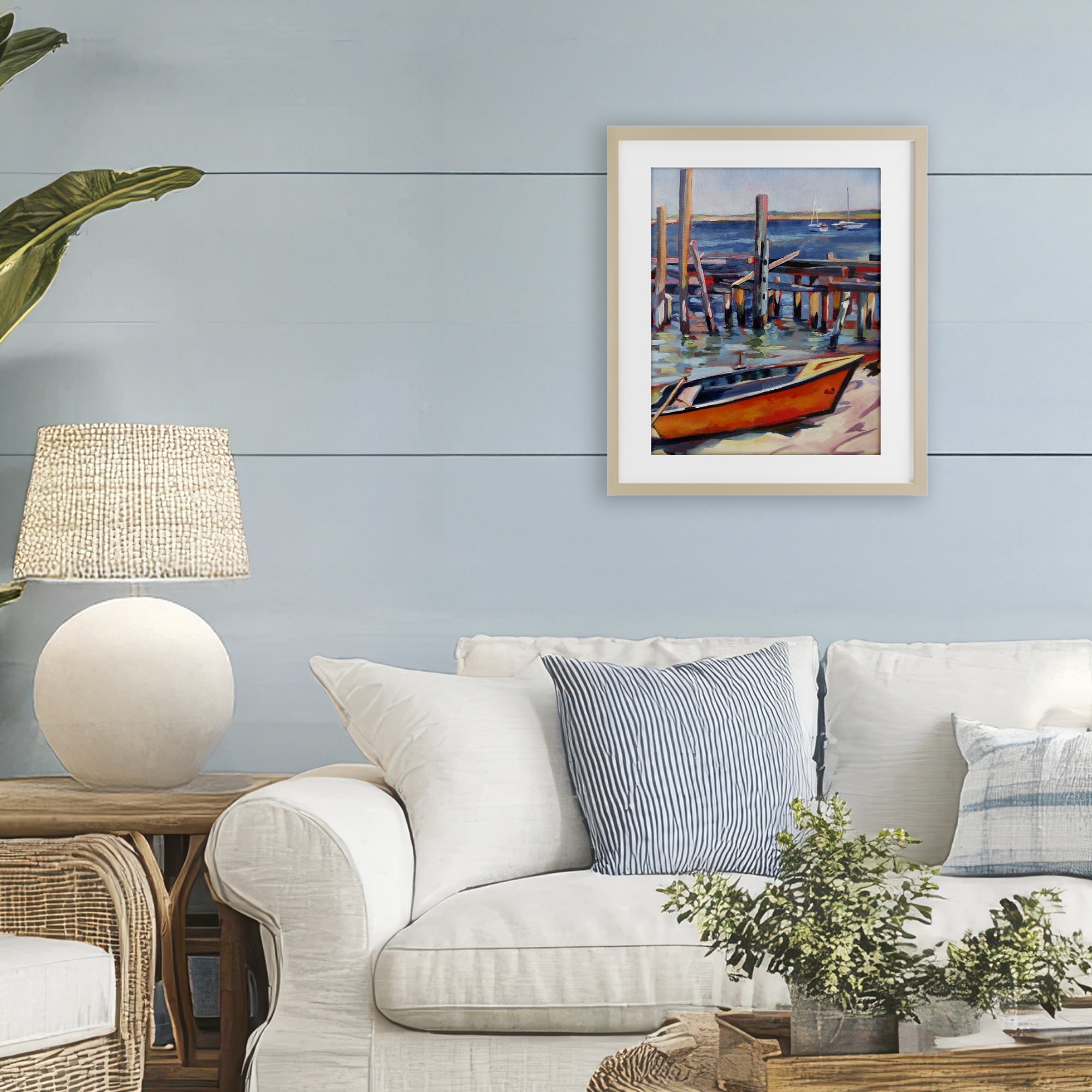 Stupell Industries Provincetown Harbor Boat Birch Framed Print Under Glass, design by Maxine Shore