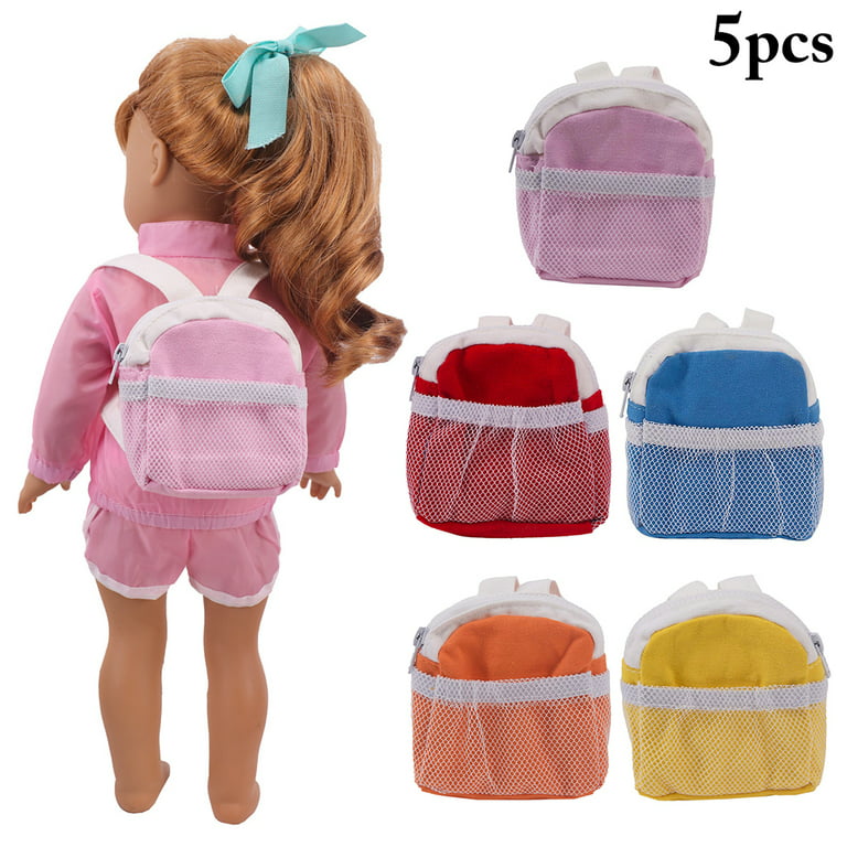 Coxeer Doll School Bags Cute 5pcs Mini Zipper Doll Backpacks Doll Bags for 18in Dolls, Adult Unisex, Size: One Size