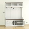 thumbnail image 7 of 70.9" H Farmhouse Hall Tree with Bench and Shoe Storage,Entryway Bench with Coat Rack,Top Storage Shelf and 7 Steel Hooks,Shoe Cabinet with Adjustable Shelves for Hallways,Entryway,White, 7 of 7
