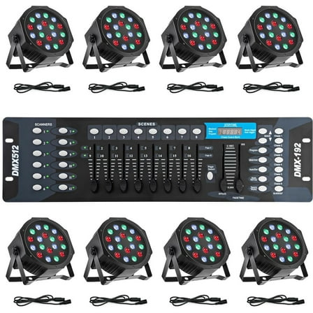 SHZOND LED Stage Lights with DMX Control, 8 Pack 18x3 W RGB Par Lights, Versatile DJ Light with Sound Activated for Stage Uplighting, Party Events, Dance, Clubs,Music Shows,Wedding