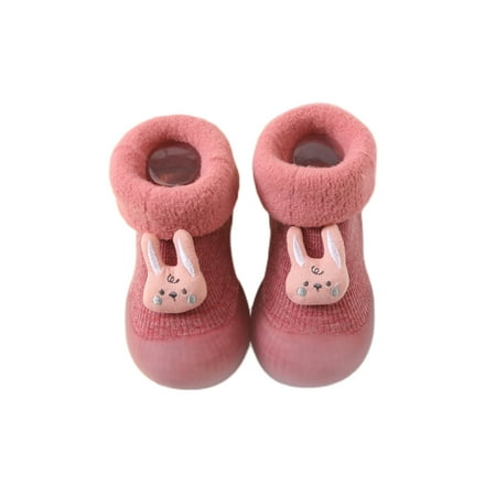 

UKAP Girls Boys Sock Shoes First Walker Socks Rubber Sole Floor Slippers Lightweight Home Shoe House Slipper Prewalker Cartoon Pink 5C