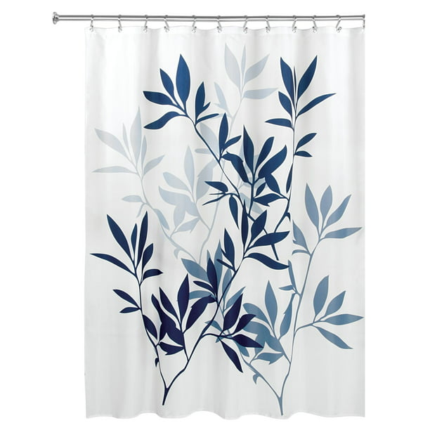Interdesign Leaves Fabric Shower, Blue Fabric Shower Curtain