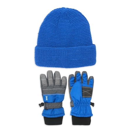 Igloos Boys Waffle Textured Beanie and Ski Gloves 2-Piece Set
