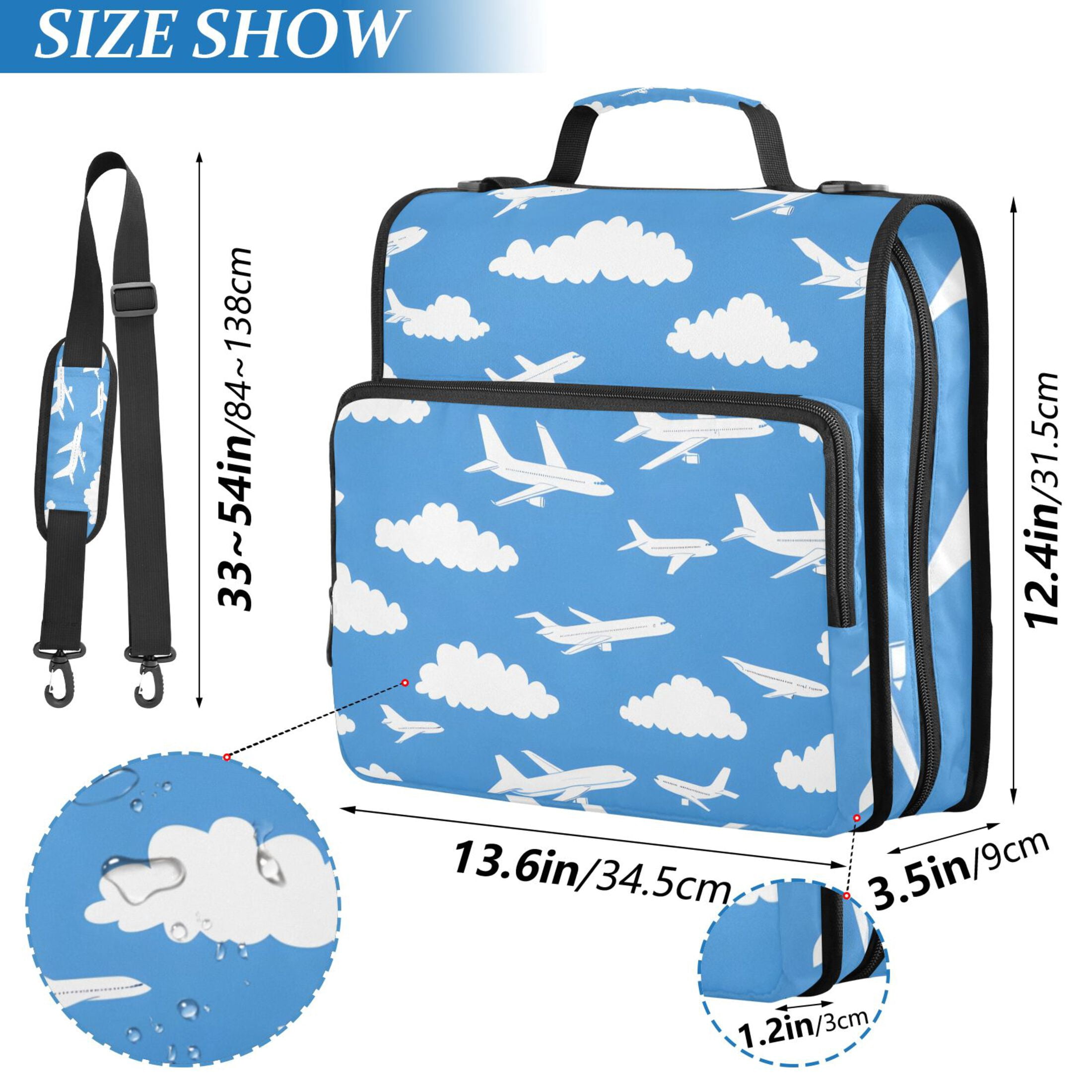 ALAZA Zipper Binder Clouds Airplane 3 Ring Trapper Keeper File Folder Organizer Bag