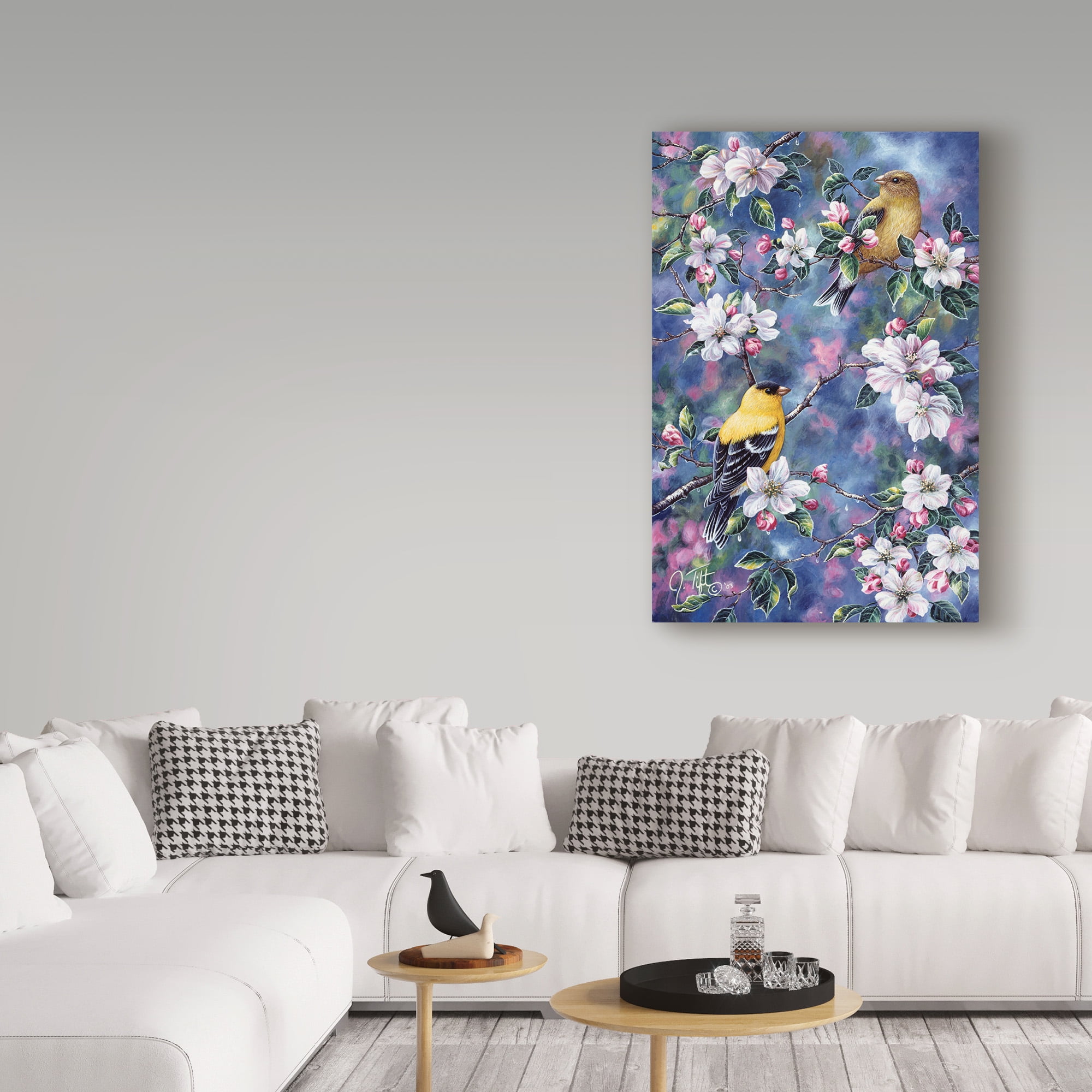 Trademark Fine Art 'Gold Finch And Blossoms' Canvas Art by Jeff Tift