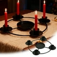 thumbnail image 2 of Candles & Holders Advent Wreath Candle Holder Round Design for Five Candles Decorative Gold Metal Ring Stand for and Home, 2 of 5