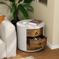 thumbnail image 5 of FOROUTIA Wood White Nightstand with 3 Drawers ,Round Chest of Drawers for Bedroom, 5 of 7