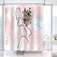 thumbnail image 4 of Abstract Woman Shower Curtain Minimalist Aesthetic Art Boho Shower Curtain Pink Mid Century Modern Floral Leaf Bathroom Decor with 12 Hooks 72x72 inches, 4 of 5