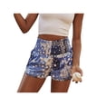 thumbnail image 3 of SAYOO Pantalones cortos holgados informales de verano para mujer, pantalones cortos elásticos de cintura alta con estampado abstracto, ropa de playa SAYOO  Moda，ocio, 3 of 6