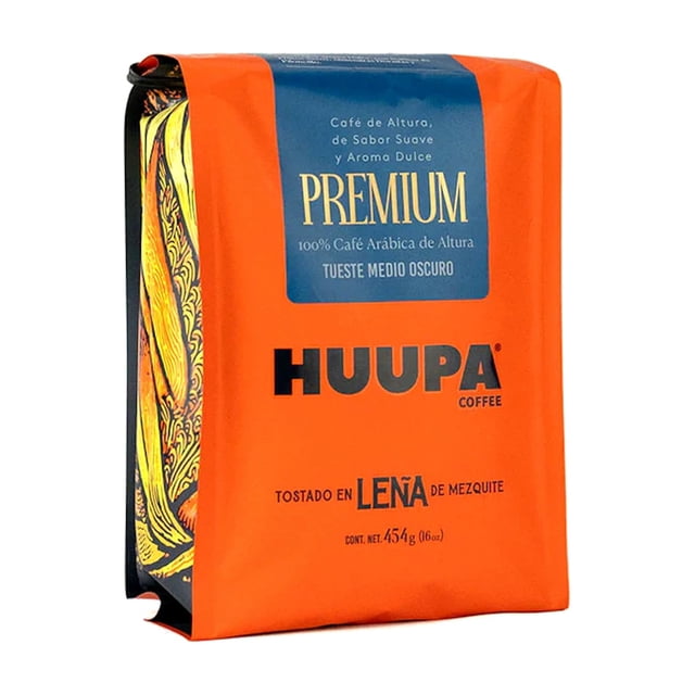 Café Tostado a la leña, Grano Entero de Altura, Sabor Suave y Aroma Dulce, Tueste Medio - Oscuro, PREMIUM 454 Gr