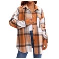thumbnail image 2 of UVN Plaid Shirts for Women Flannel Long Sleeve Shacket Jacket Ladies Shirt Button Down Top Casual Coats, 2 of 8