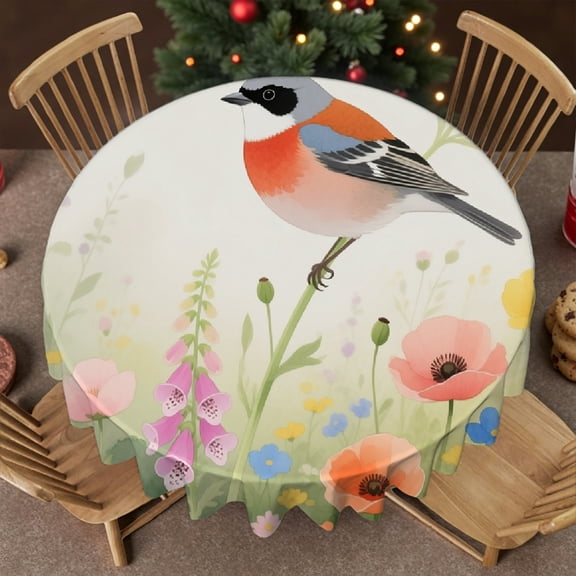 1pc Colorful Wildflower Print Tablecloth for dining table round, Kitchen Accessories Polyester Tablecloths, Colorful Wildflower