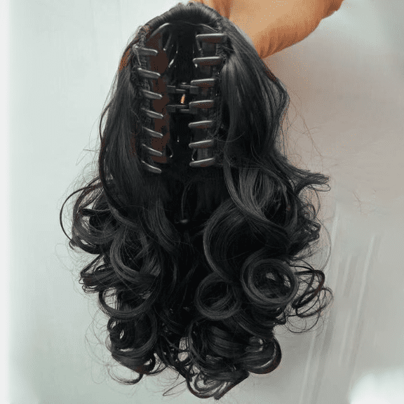 Synthetic Hair Ponytail Extensions Claw Clip in Hairpieces for Women High Temperture Fiber Short Wave Ponytail Black Brown
