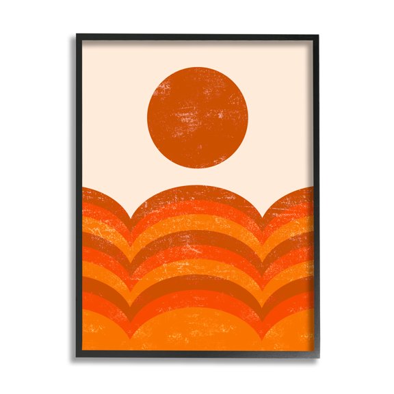 Stupell Indtries Warm Summer Sun Landscape Abstract Orange Mountain Hills,11 x 14,Design by Daphne Polselli