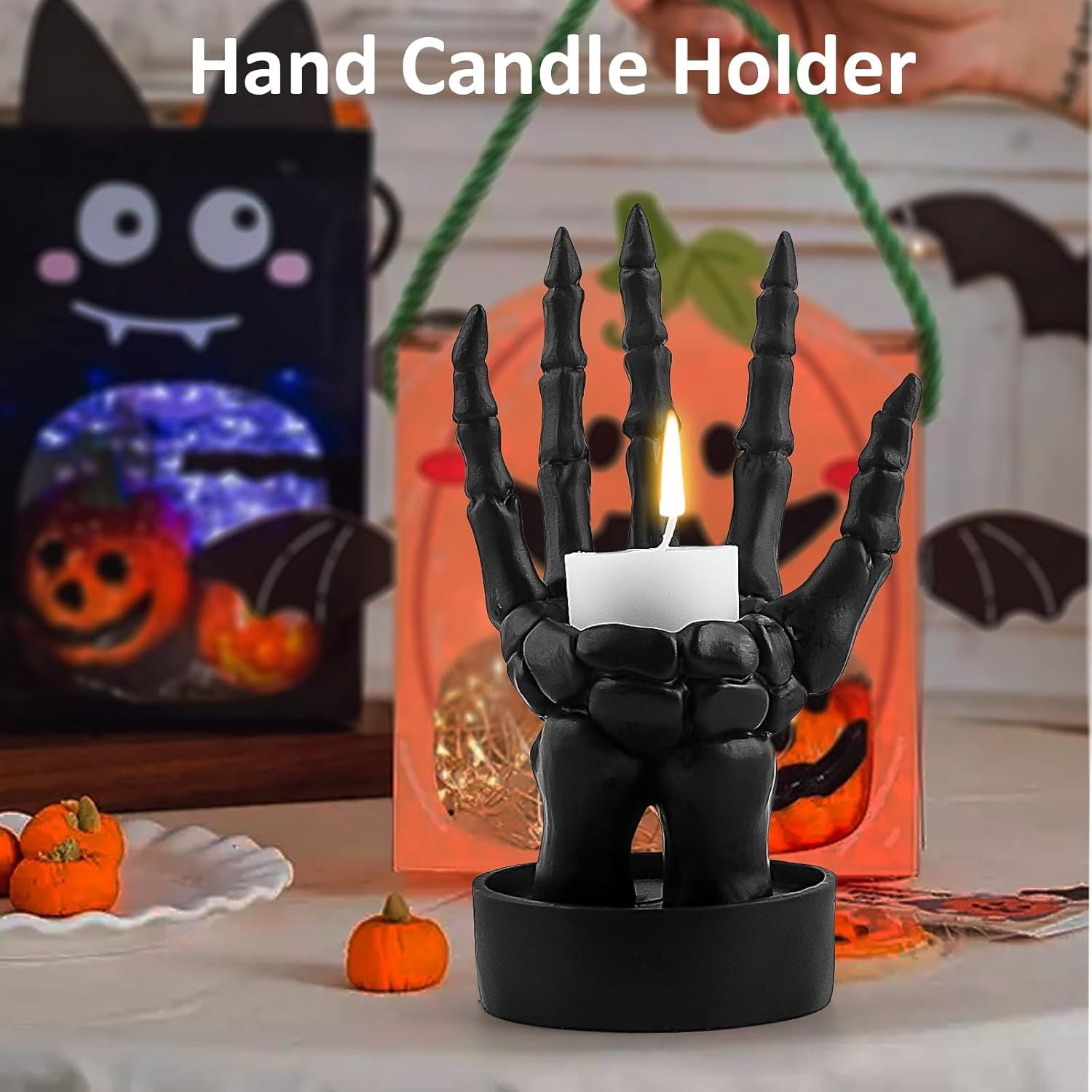 Skeleton Hand Centerpiece with Candle Groove for Gothic Halloween Decor