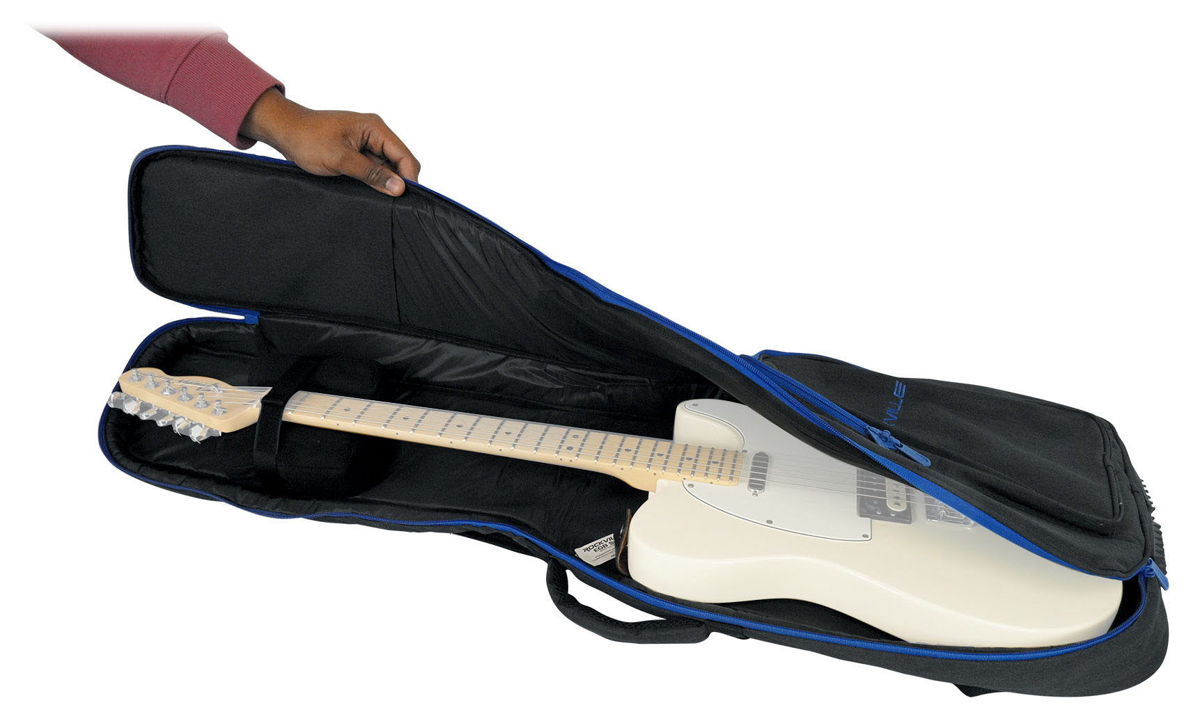 Rockville EGB25-BLU Padded Electric Guitar Gig Bag with Neck Pad + Secure Strap