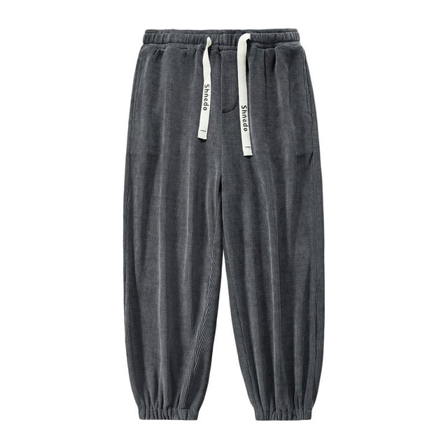 Men's Casual Pants Solid Color Loose Lightweight Comfy Trousers Drawstring Pockets Comfortable Jogger Pant Gray M