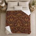 thumbnail image 4 of decorative motif Autumn Damask Floral Living Room autumn celebration, Warm Flannel Blanket for Sunroom and Reading Nook, Festive Botanical Garden Scene, Garden Lovers Thanksgiving Gift, 4 of 7