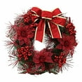 thumbnail image 3 of Red Christmas Wreaths for Front Door Pine Needle Wreath with Berries, Flowers and Bowknot Artificial Wreaths for Indoor Outdoor Fireplace Wall Window, 3 of 5