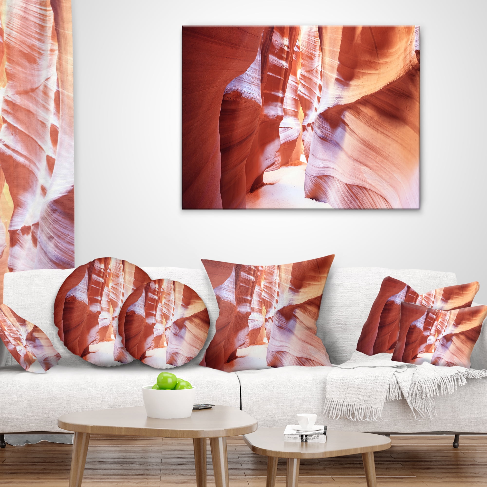 Designart Panoramic View Antelope Canyon - Landscape Photography Throw Pillow - 18x18